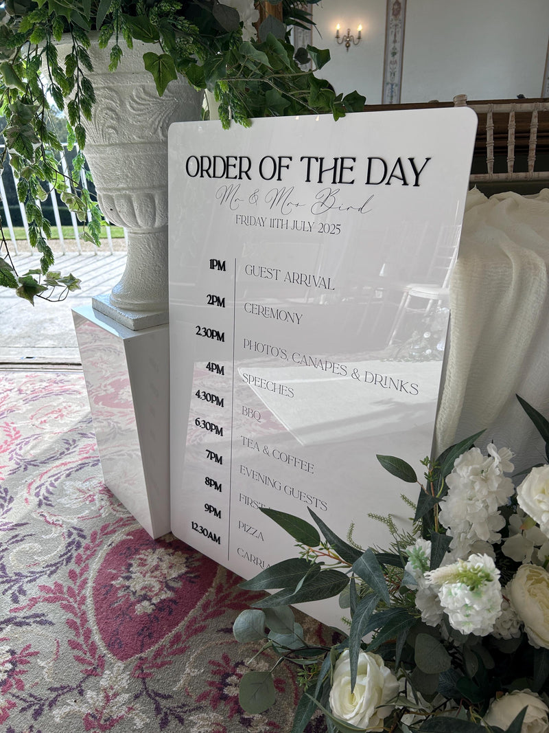 Wedding Order of the Day Signs