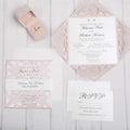 Blush Pink & Ivory Rose Detail Lasercut Wedding Invite with Bellyband