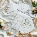 Frosted Acrylic Wedding Invitation | Gold Floral, Bridgerton Style