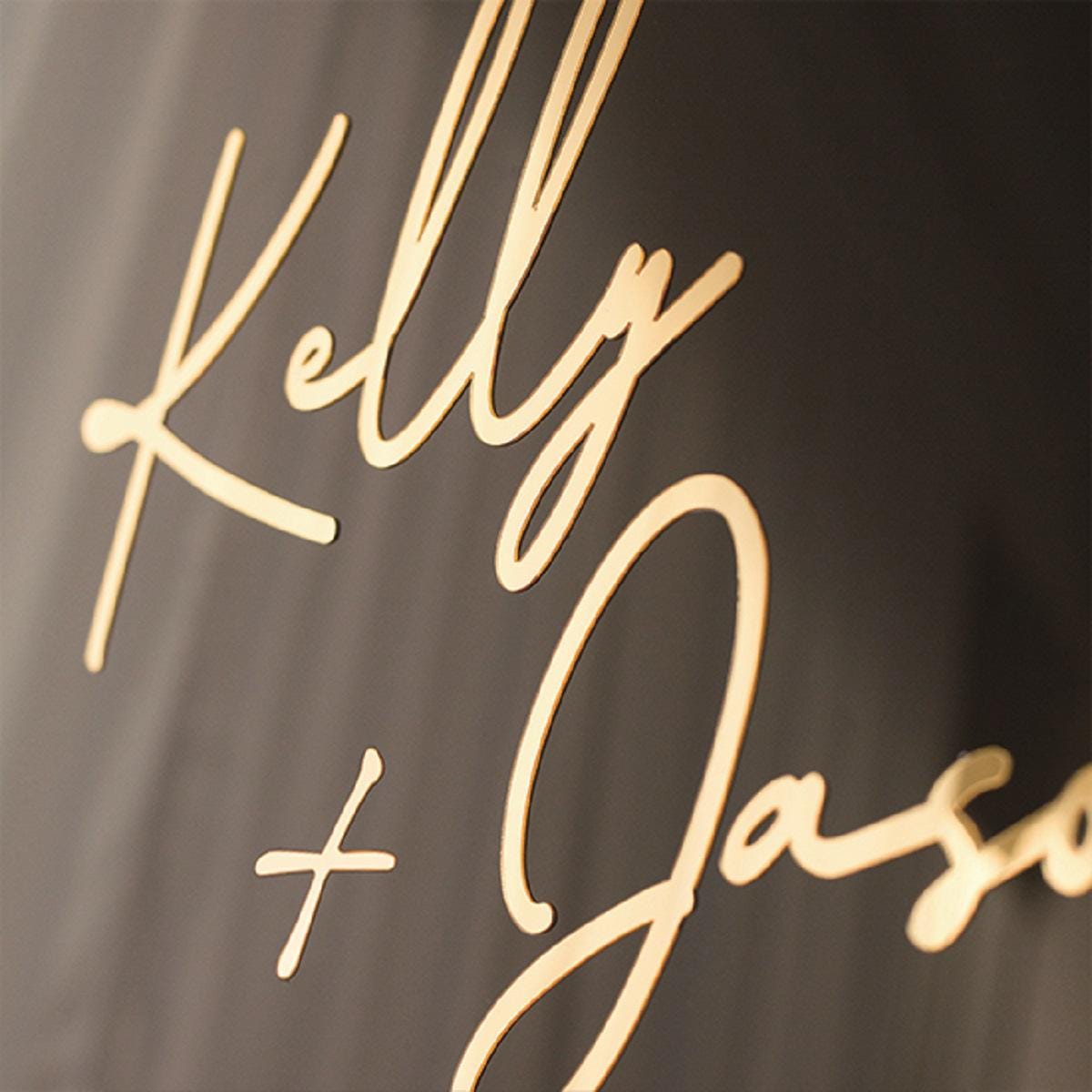 Black Acrylic Wedding Welcome Sign | Gold 3D Mirror Names