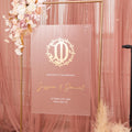 Frosted Acrylic Wedding Welcome Sign | Gold 3D Mirror Initial & Names