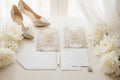 Rose Gold Glitter & White Delicate Lasercut Gatefold Wedding Invite