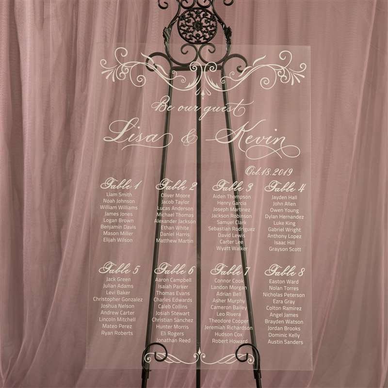 Acrylic Wedding Table Seating Plan, Elegant Reception Sign