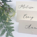 Pearl Wedding Place Card with Calligraphy Font