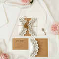 Laser Cut Wedding Invitation: Rustic Kraft & Ivory Shimmer