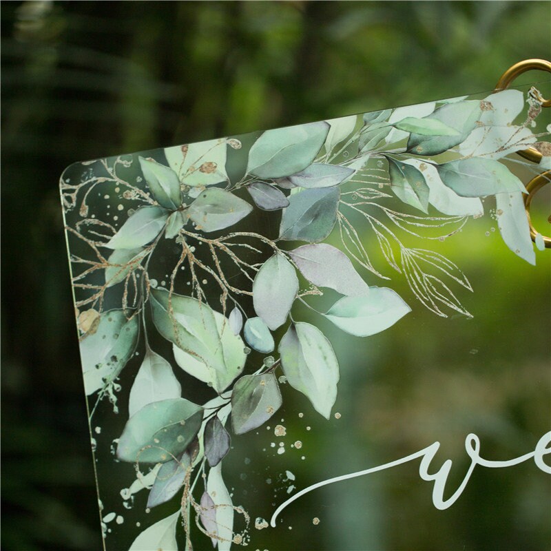 Foliage Calligraphy Acrylic Wedding Welcome Sign