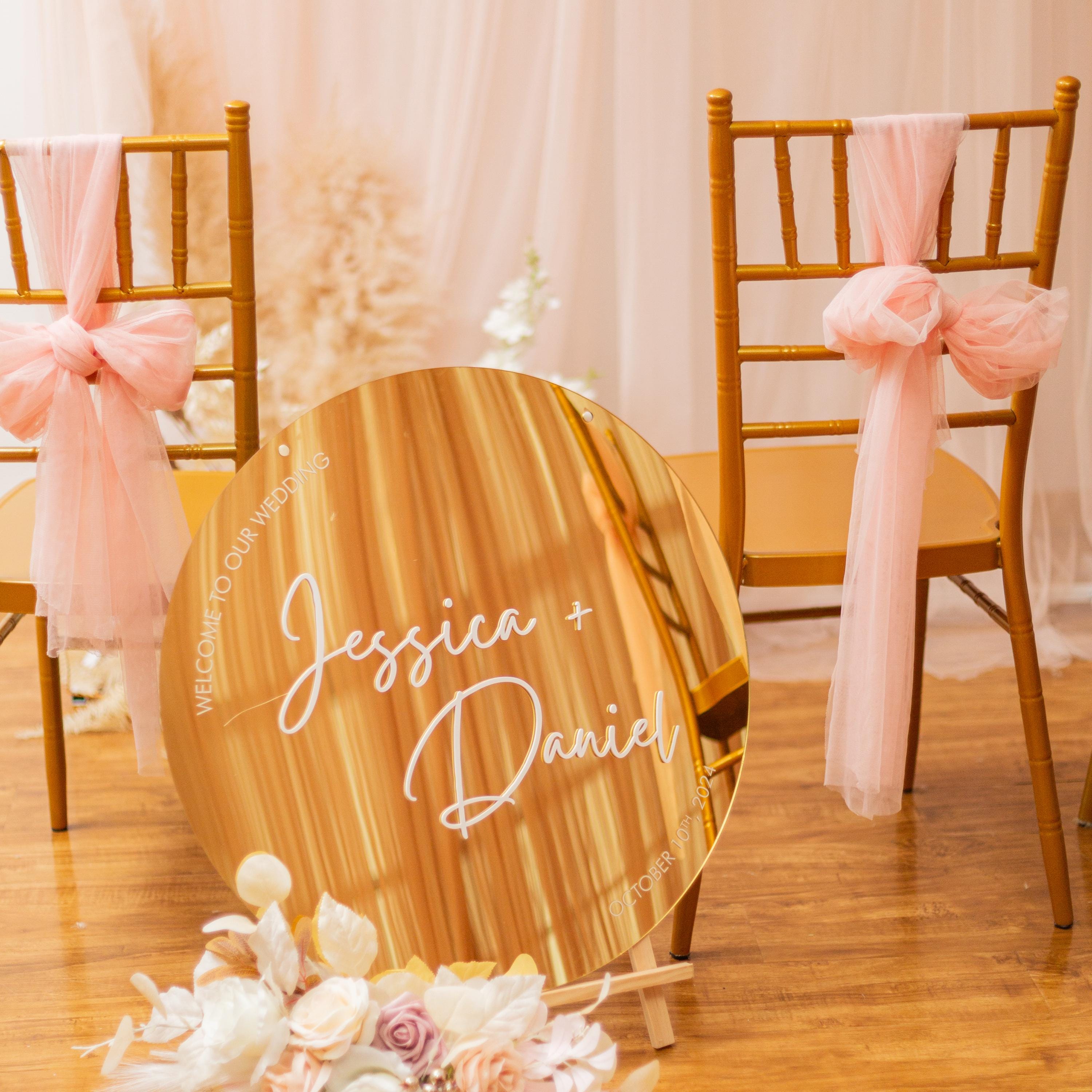 Gold Mirror Acrylic Wedding Welcome Sign | 3D Letter Names
