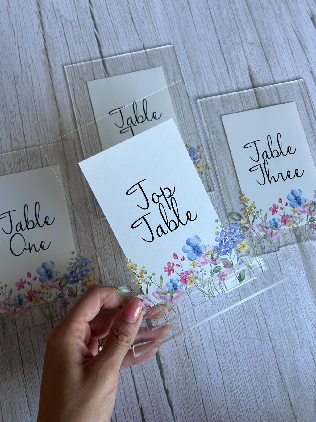 Wildflower Acrylic Wedding Table Number/Name Sign