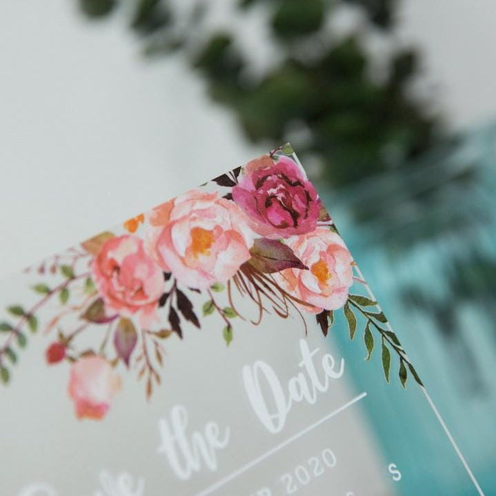 Blush & Pink Clear Acrylic Calendar Save The Date