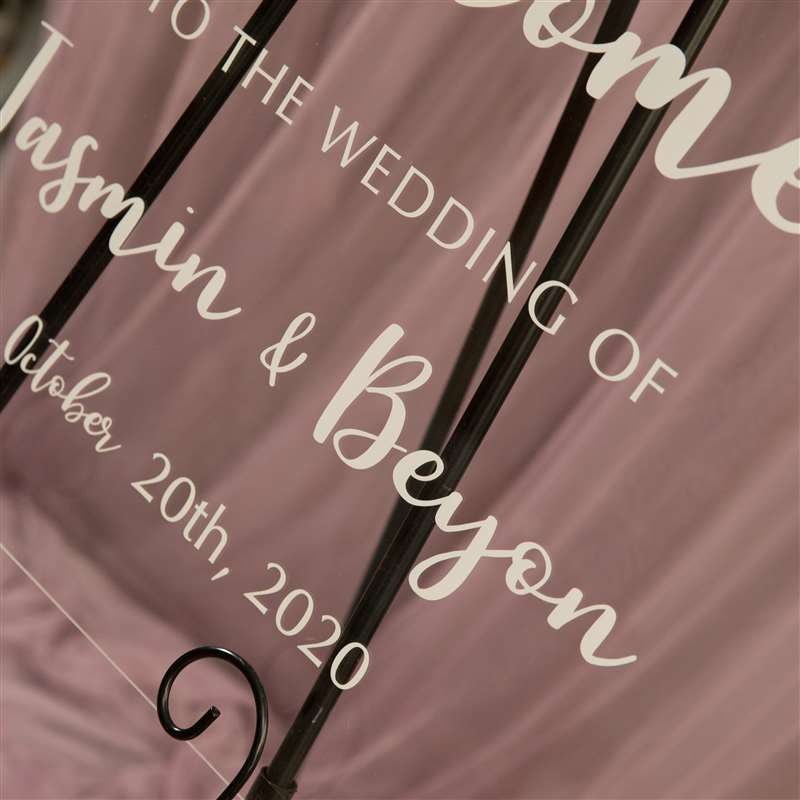 Burgundy Floral Acrylic Wedding Welcome Sign