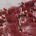 Burgundy Blush Floral Acrylic Wedding Table Number