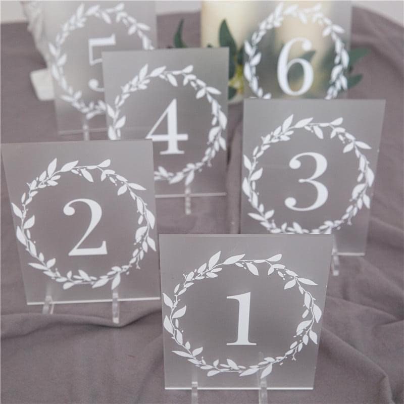 Frosted Acrylic Floral Wreath Table Number