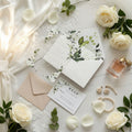Clear Acrylic White Roses & Foliage Wedding Invite