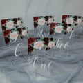 Burgundy Floral Acrylic Wedding Table Number or Name Sign
