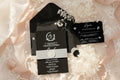 Matte Black Deckle Edge Wedding Invitation | Vellum Bellyband, White Ink