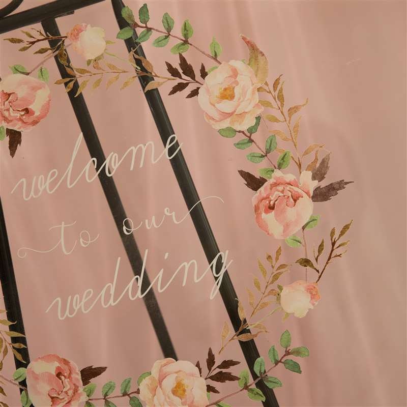 Floral Wreath Acrylic Wedding Welcome Sign, Personalized Calligraphy