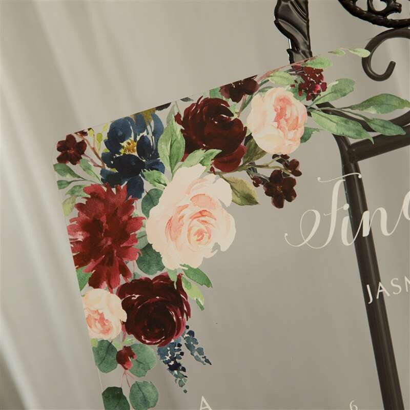 Floral Acrylic Wedding Seating Chart, Clear Table Plan