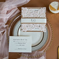 Blush Pink Lasercut Wedding Invite with Rose Gold Glitter Belly Band