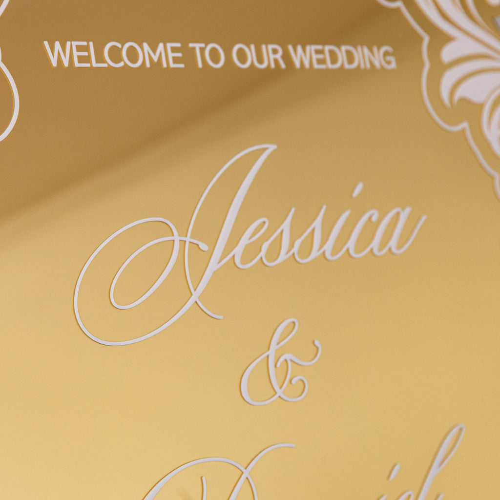 Vintage Mirror Wedding Welcome Sign with UV Printing