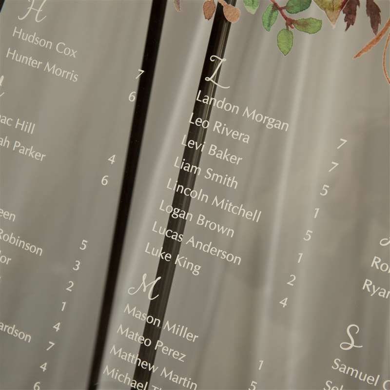 Blush Floral Acrylic Wedding Table Plan