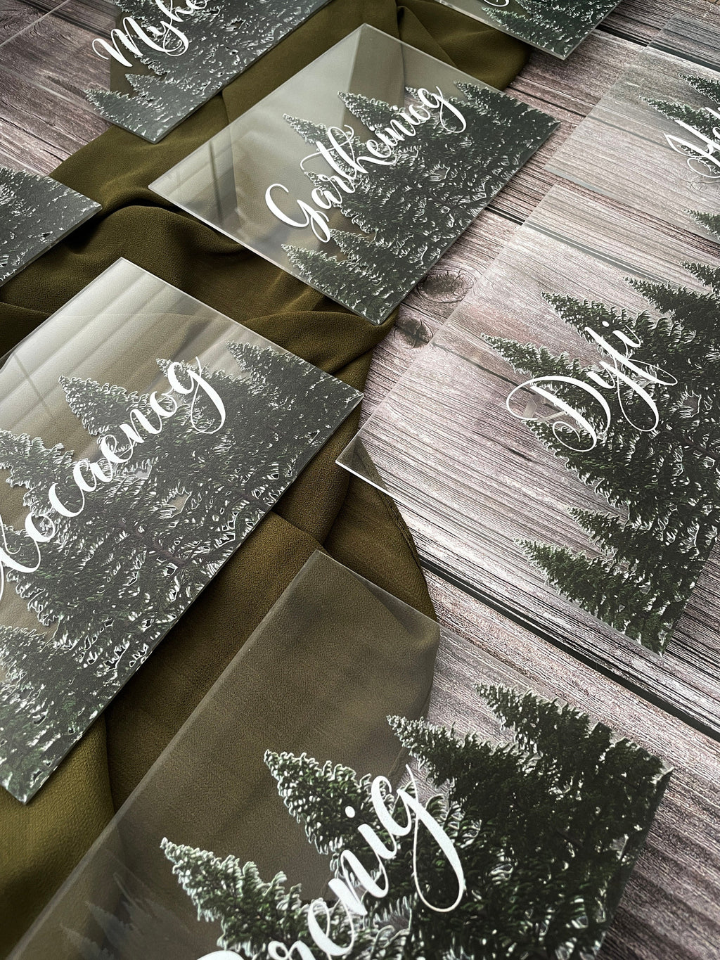 Woodland Fir Tree Acrylic Table Numbers
