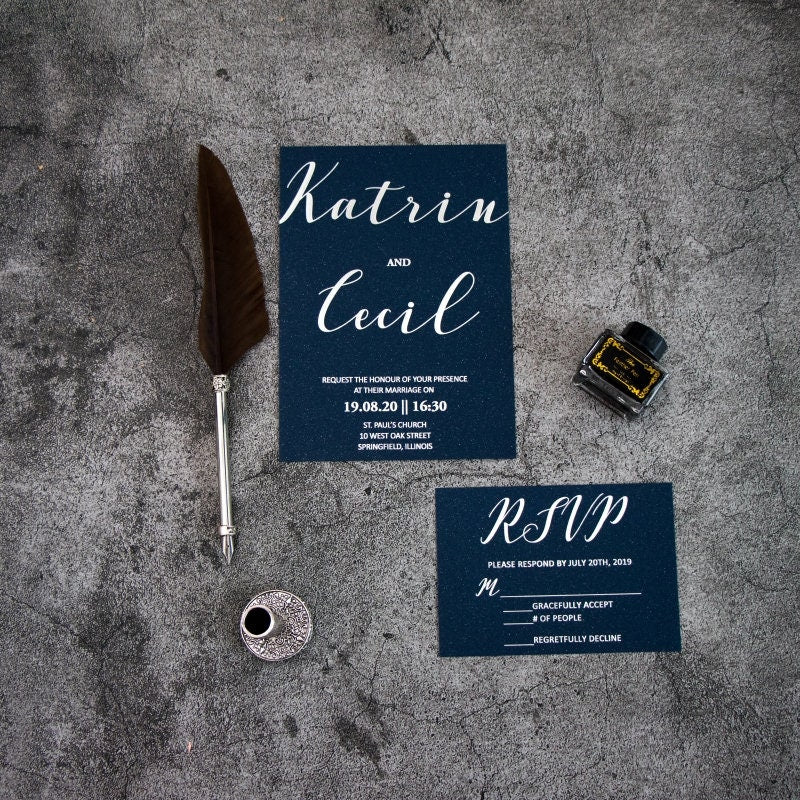 Rose Gold Foil Vellum Wedding Invitation Suite