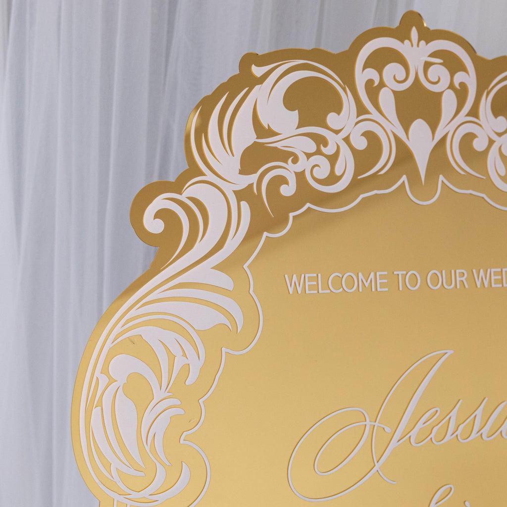Vintage Mirror Wedding Welcome Sign with UV Printing