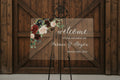Burgundy Floral Acrylic Wedding Welcome Sign