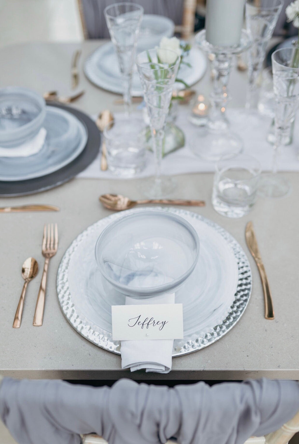 Pearl Wedding Place Card with Calligraphy Font