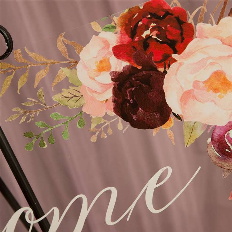Burgundy Blush Floral Acrylic Wedding Welcome Sign
