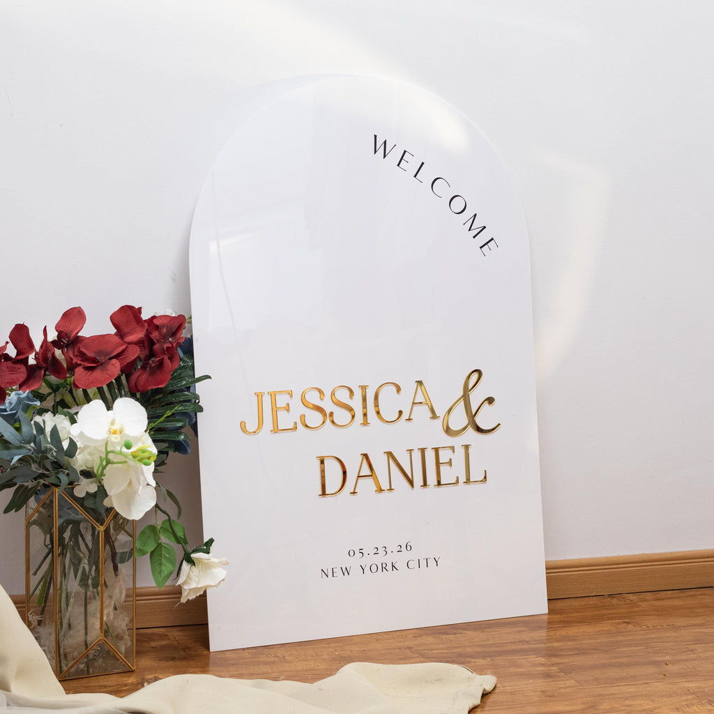 Arched Wedding Welcome Sign For Ceremony And Reception