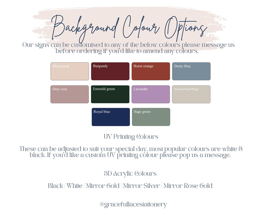 Pink Wedding Table Plan | UV Printed Guest Seating l Acrylic wedding sign