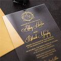 Acrylic Wedding Invitation: Clear Perspex with Gold Print
