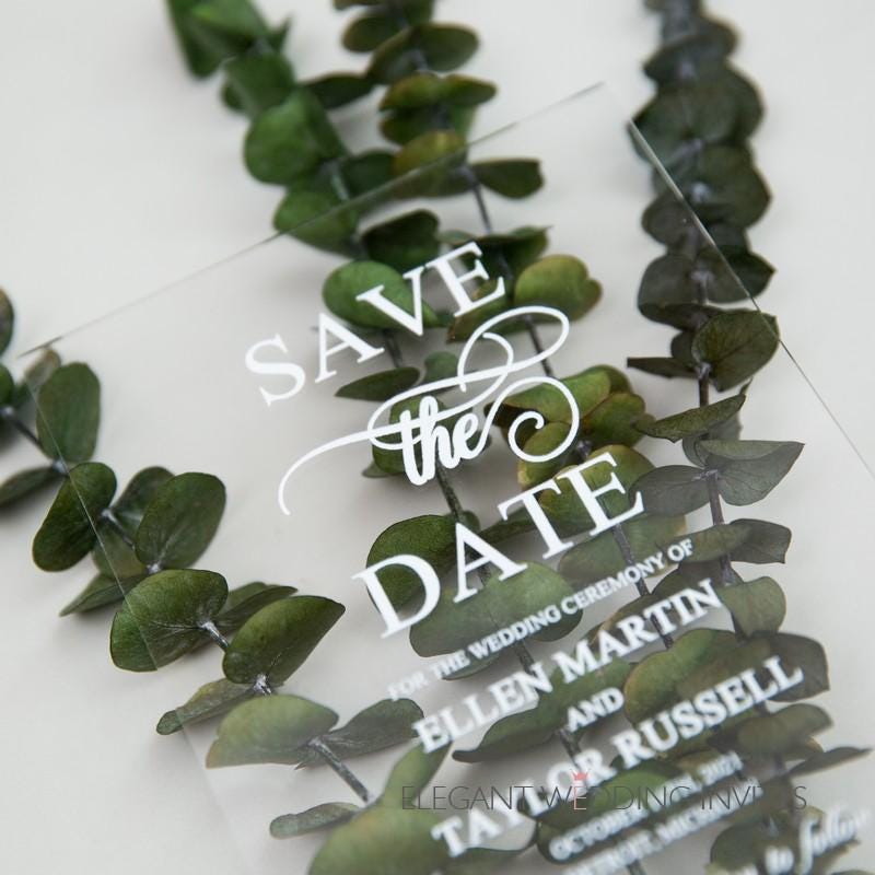 Clear Acrylic Save The Date Invitation | Shimmer Envelope