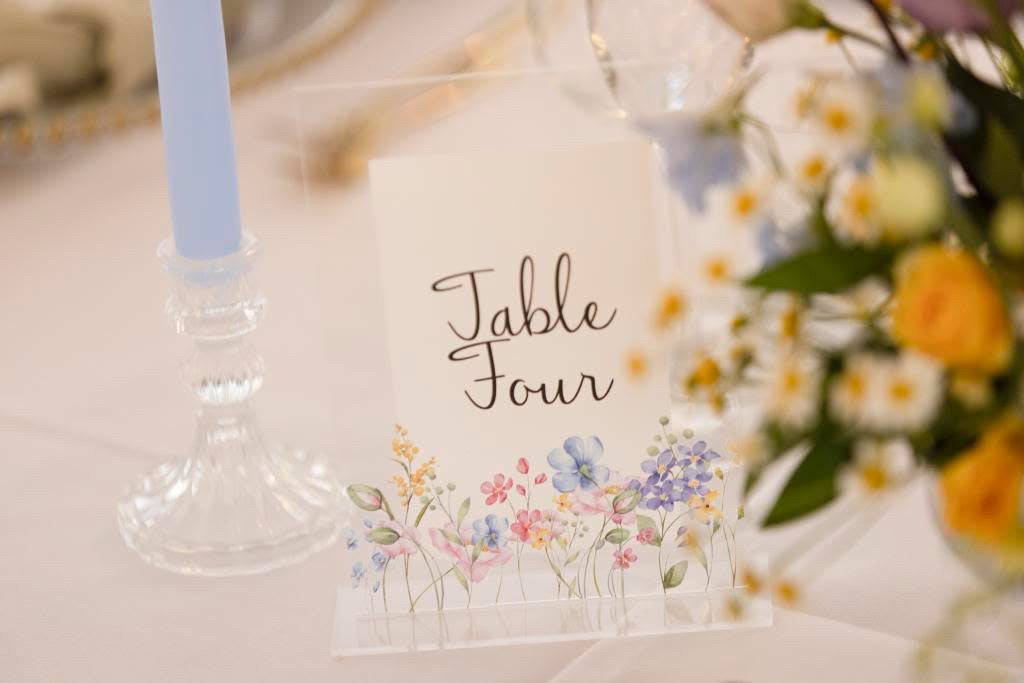 Wildflower Acrylic Wedding Table Number/Name Sign