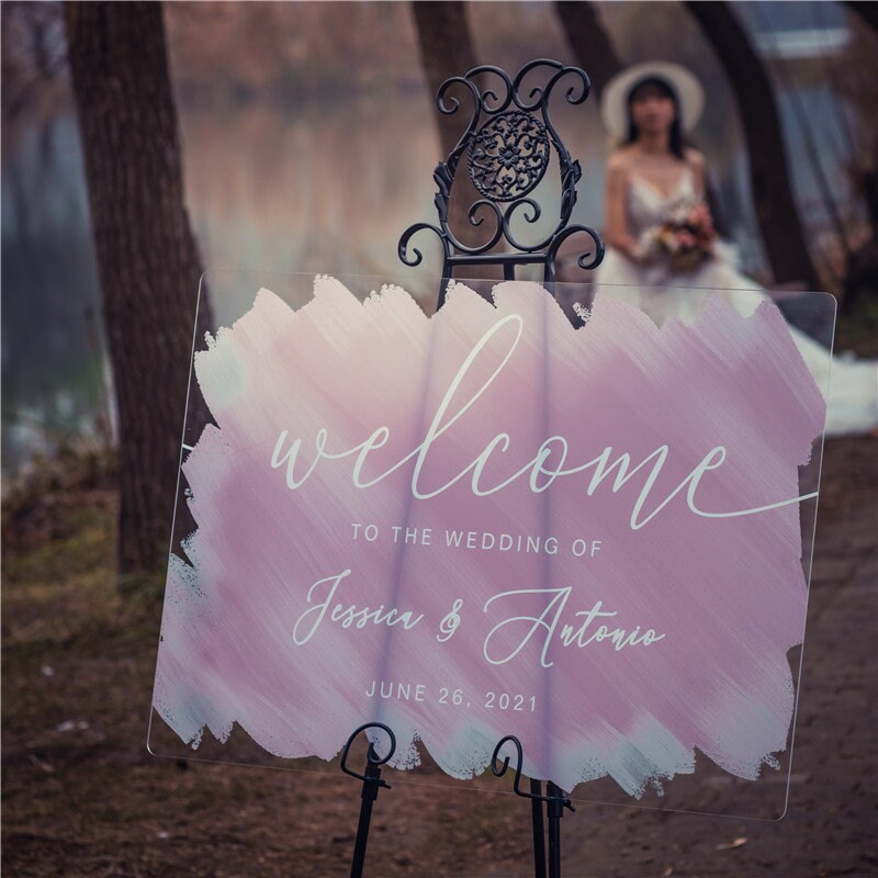 Watercolor Acrylic Wedding Welcome Sign