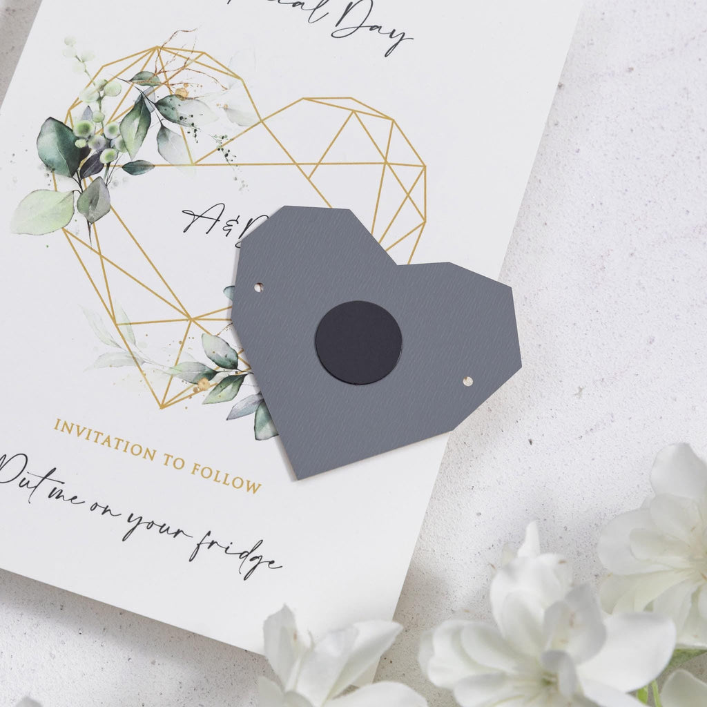 Mirror Acrylic Heart Wedding Save The Date | Magnetic Card