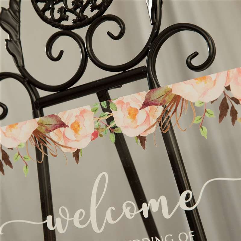Floral Acrylic Wedding Welcome Sign, Personalized Calligraphy
