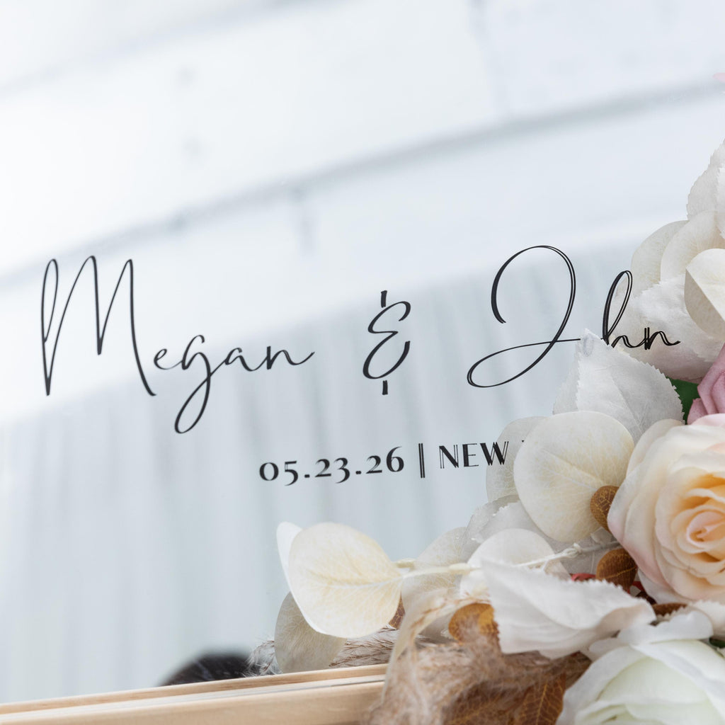 Modern Silver Mirror Wedding Welcome Sign