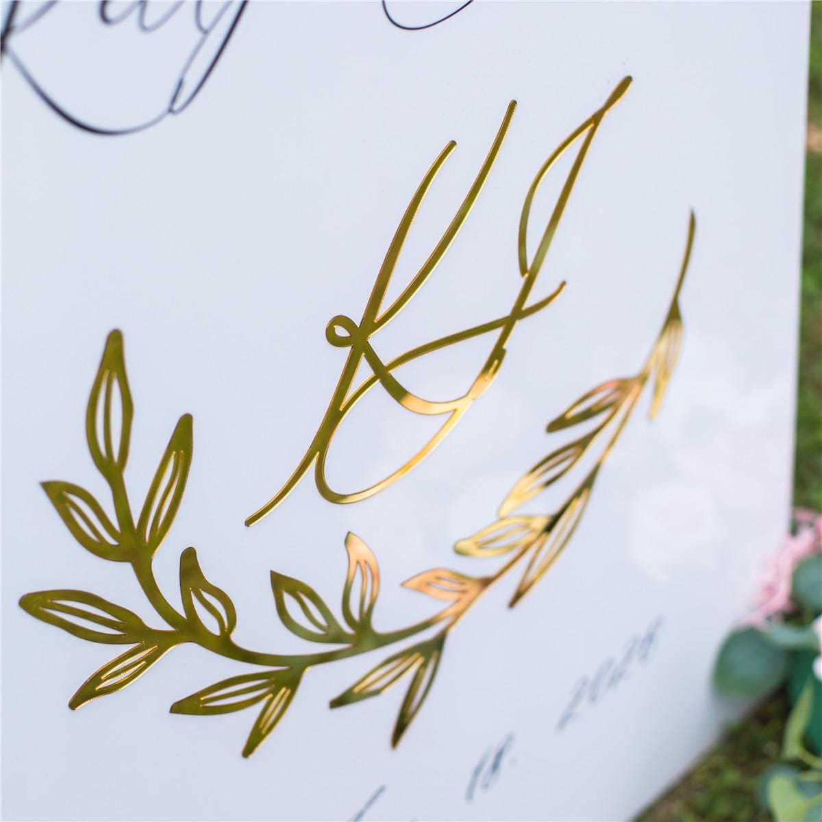 White Acrylic Wedding Welcome Sign | Gold 3D Lettering, Full Arch