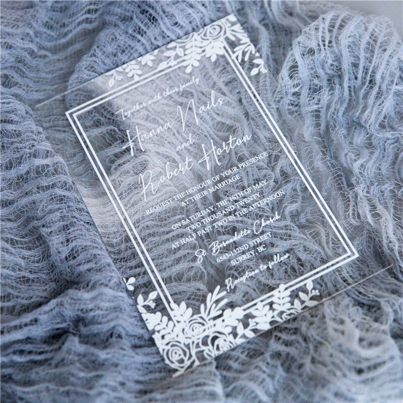 Clear Acrylic Wedding Invitation, Modern Elegant Invite