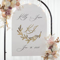 White Acrylic Wedding Welcome Sign | Gold 3D Lettering, Full Arch