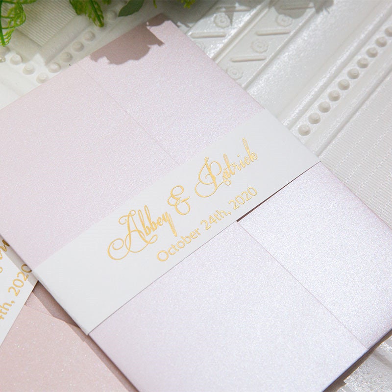 Blush & Gold Foil Laser Cut Wedding Invitation Suite