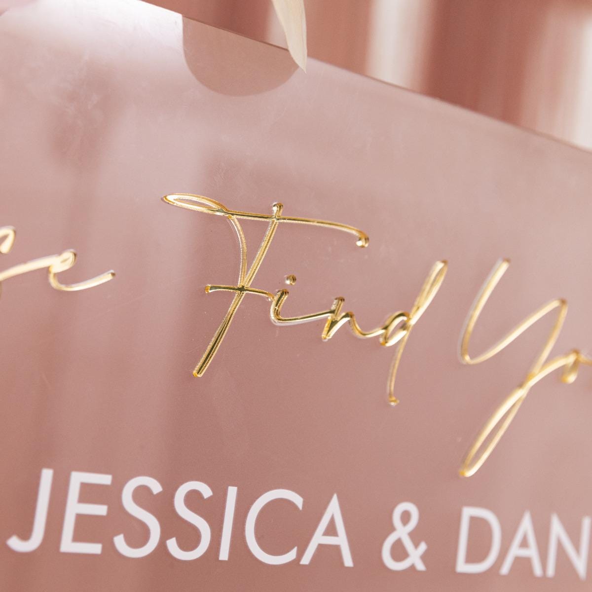 Frosted Acrylic Wedding Table Plan with Gold Acrylic Mirror 3D Lettering