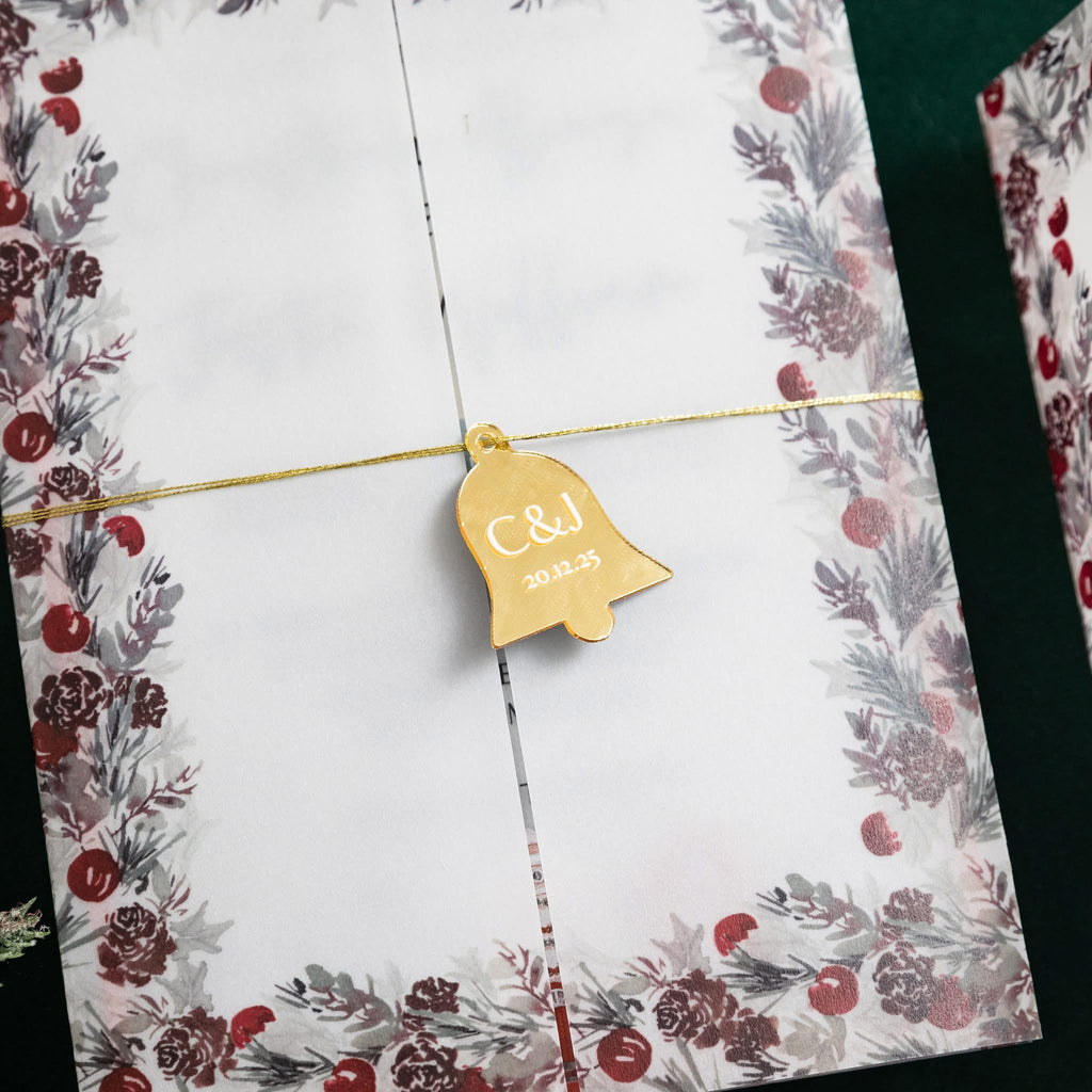 Acrylic Winter Wedding Invitation | Vellum Gatefold, Gold Reindeer