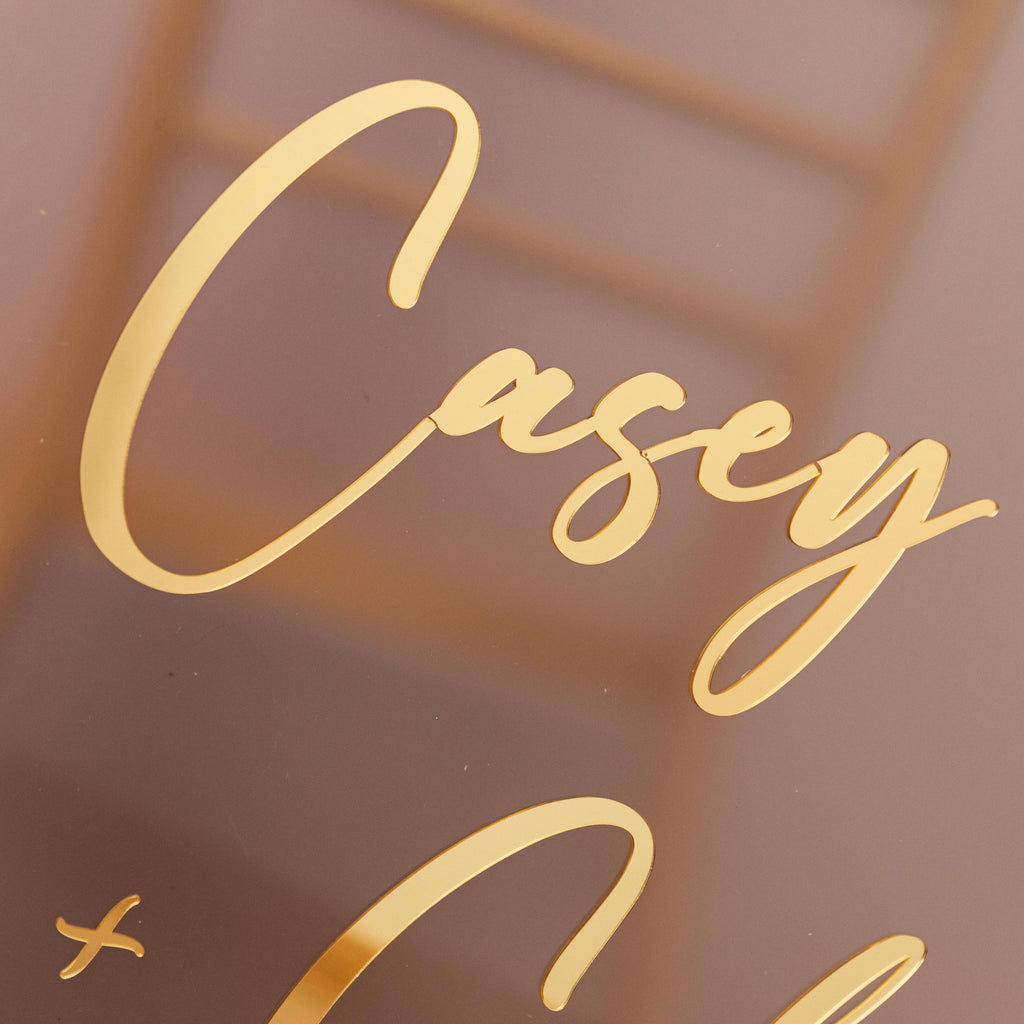 Personalized Frosted Acrylic Wedding Welcome Sign, Gold 3D Names