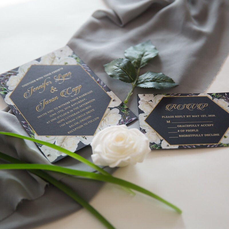 Floral UV Printed Wedding Invitation Suite
