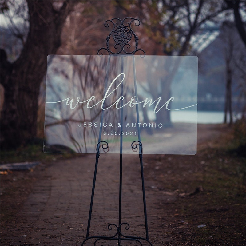 Simplistic Clear Acrylic Wedding Welcome Sign