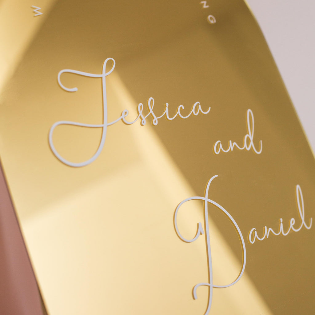 Gold Mirror Acrylic Wedding Welcome Sign | 3D Lettering