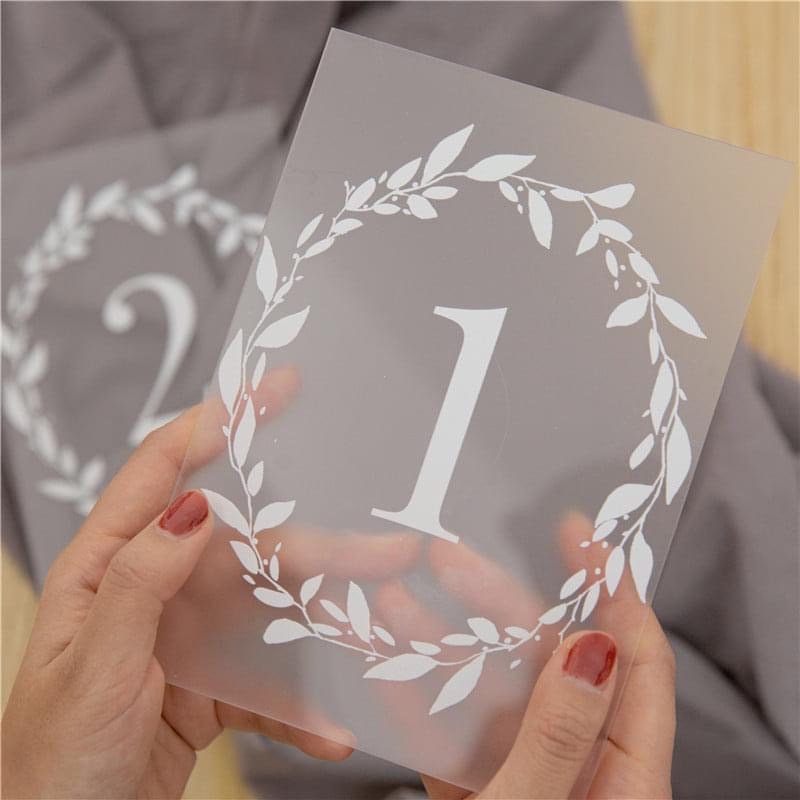 Frosted Acrylic Floral Wreath Table Number